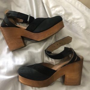 Free people chunky heel wood platforms